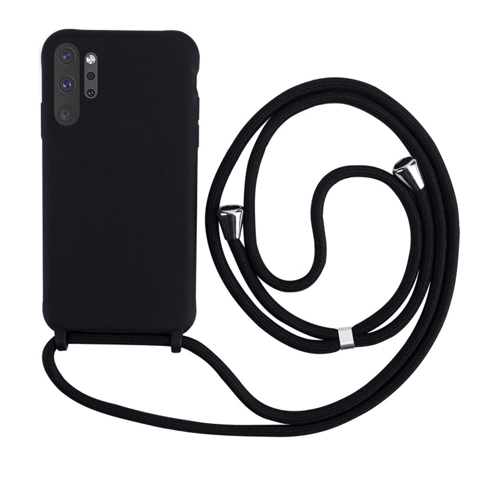 2NDSPRlNG Crossbody Case Compatible with Samsung Galaxy Note 10 Plus,Soft Silicone Shell with Neck Cord Lanyard Strap,Black