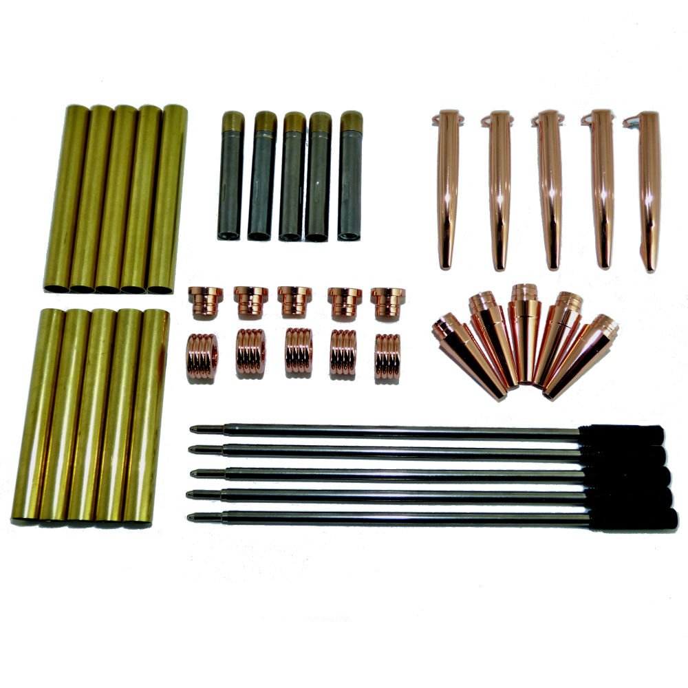 Cs Crafts Black Woodturning Streamline Pen Kit Set X 5, Copper Finish, Twist Mechanism