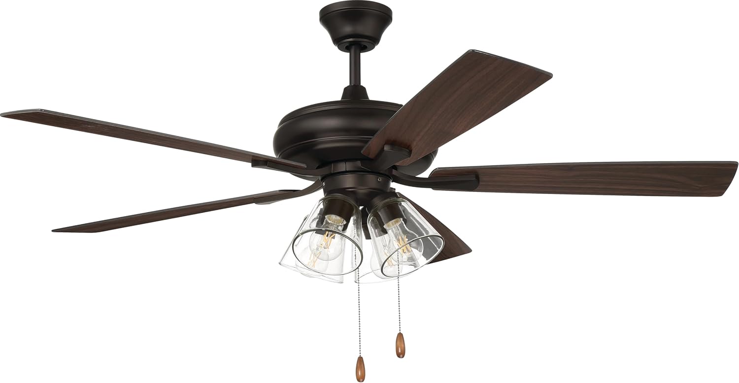 Craftmade ECF104ESP5-ESPWLN Eos Clear Light 52″ Ceiling Fan with LED Lights & Pull Chain, Espresso