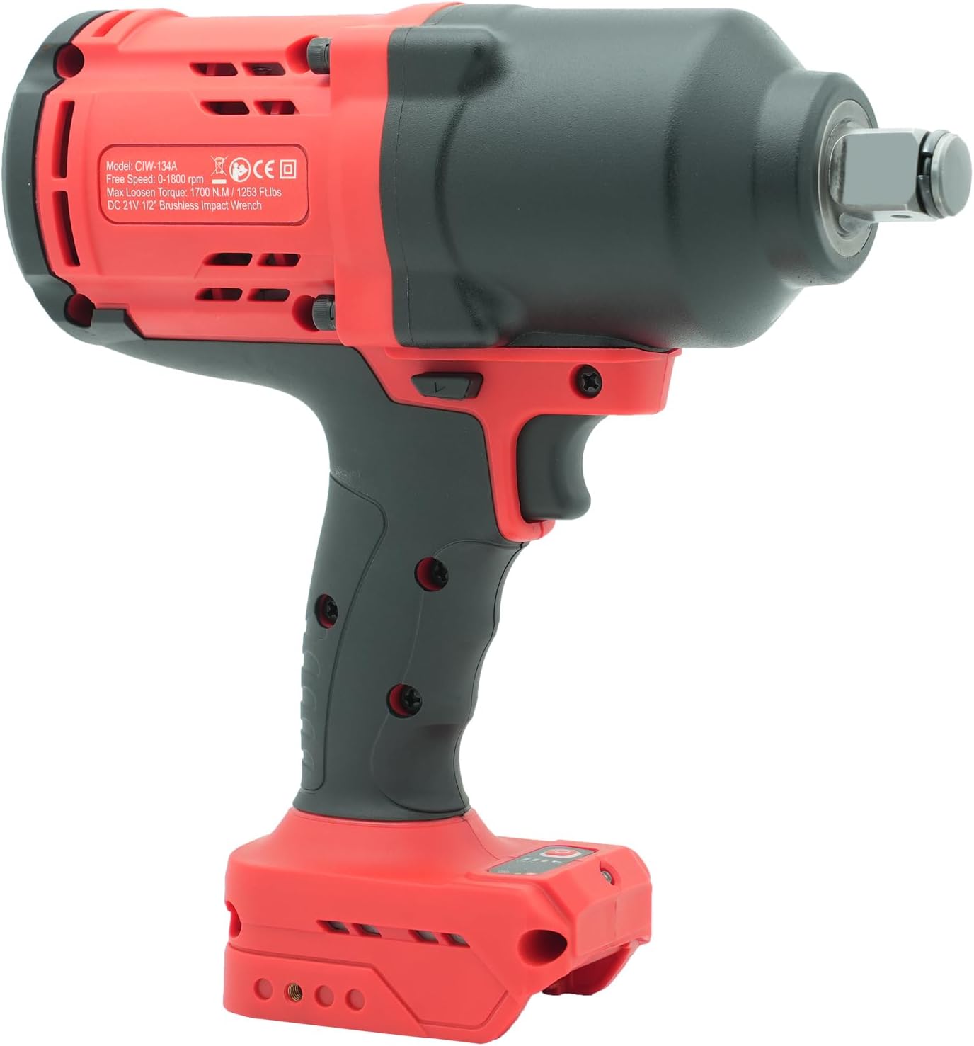 CIW-134A-DW 3/4" Cordless Impact Wrench for Dewalt 18V Battery, Impact Wrench 1256Ft-lbs High Torque Brushless Electric Impact Gun, Power Impact Driver with 4-Mode Speed, LED Light(no battery)