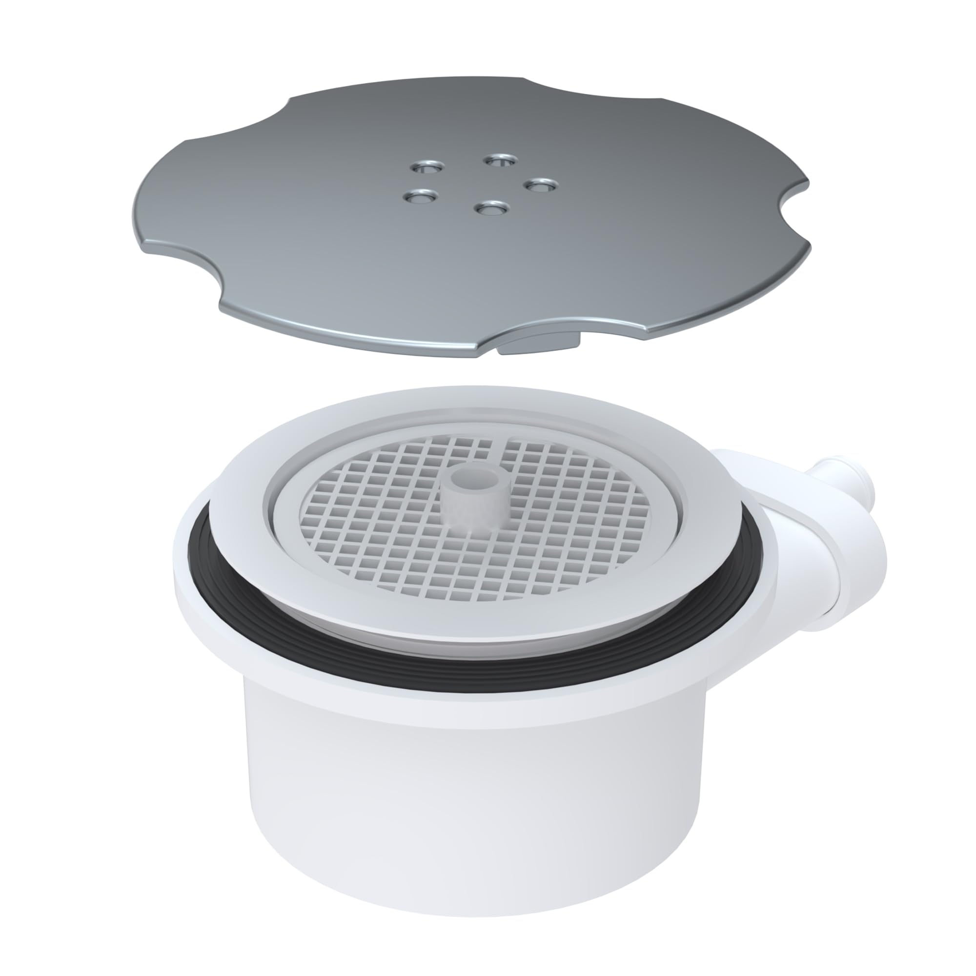 SFA - Sanifloor+ 3 - Pompe Relevage Et Bonde - Receveurs Extra-Plats - Douche Italienne - Sans Fil - Haut Débit - Pompe : 29,5 x 17,8 x 29,8 cm - Bonde : Ø12,8 x 19,6 x 5,7 cm - 400W - Made In France