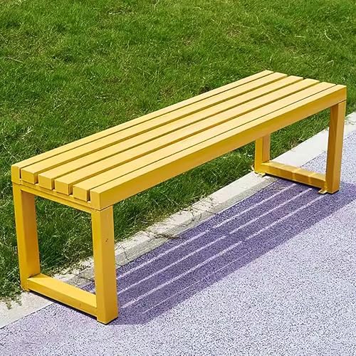 Weatherproof Outdoor Garden Bench, 2-3 Person Backless Seating, Slatted Metal Frame, 880 lbs Capacity, Stylish Pink Patio Bench for Parks & Patios (39.5 inch)