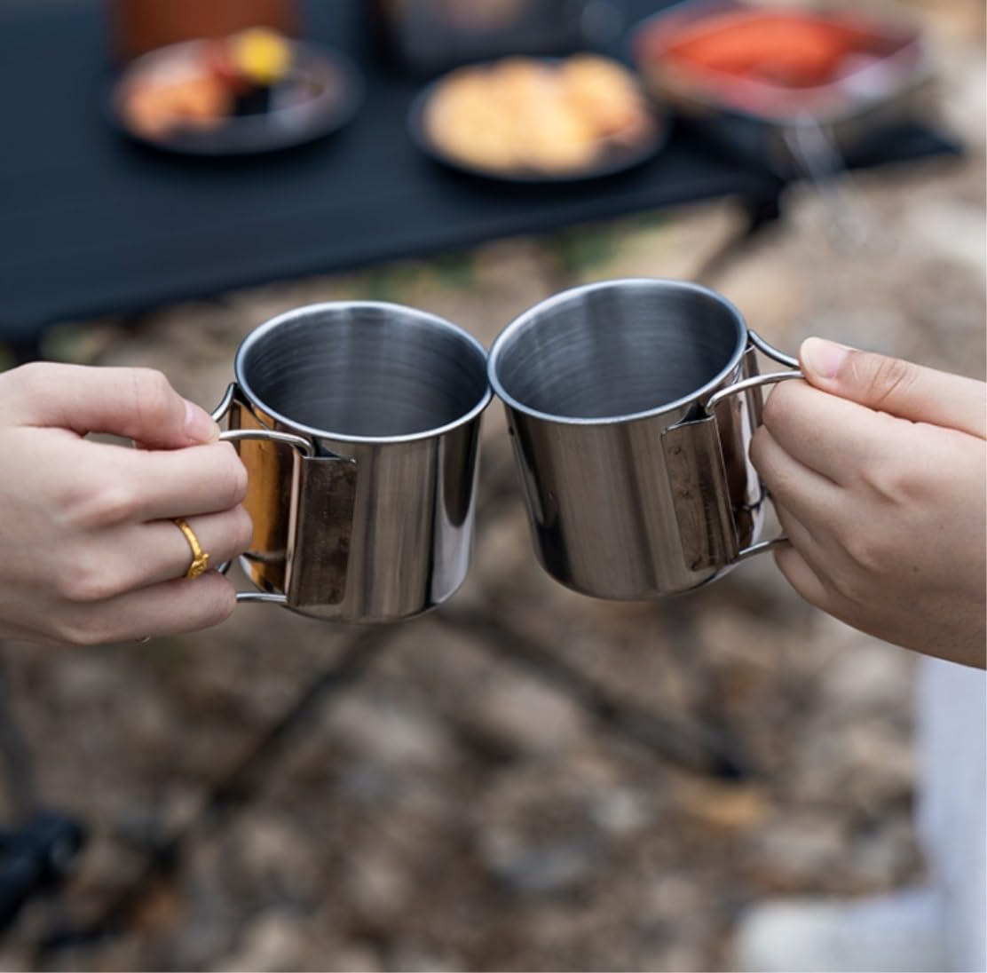 Zestaw Naczyń Kempingowych, 6 Szt. Przenośny Zestaw Naczyń Kempingowych Ze Stali Nierdzewnej Non Stick Camping Patelnie I Garnki Naczynia Piknikowe Niezbędnik