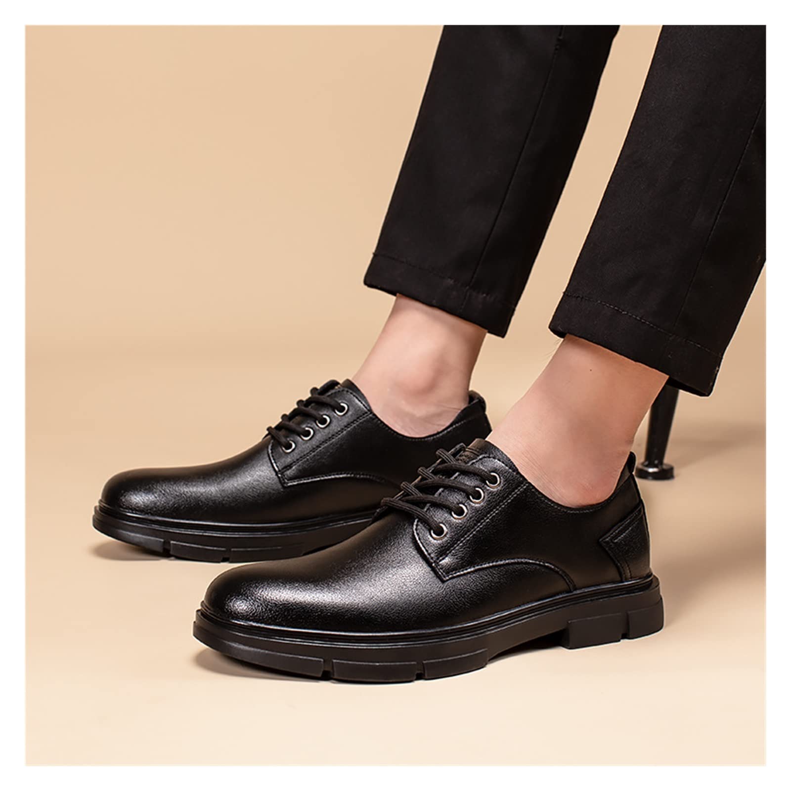 CARZE Męskie skórzane buty Casual Business Formalne skórzane buty derby Brytyjska koreańska wersja Retro męskie skórzane buty buty męskie(38)