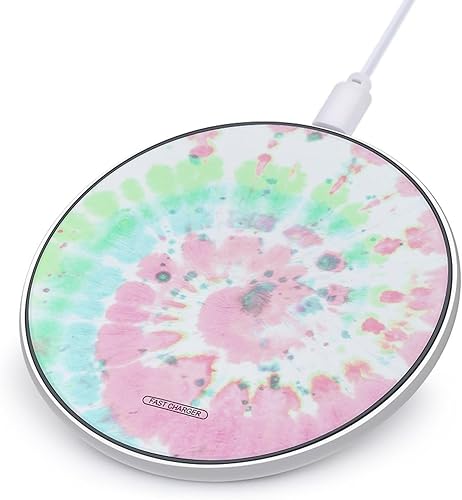 Pastel Tie Die - Almohadilla de carga inalámbrica redonda de 10 W, almohadilla de carga rápida compatible con iPhone 15, 14, 13, 12 Series Samsung