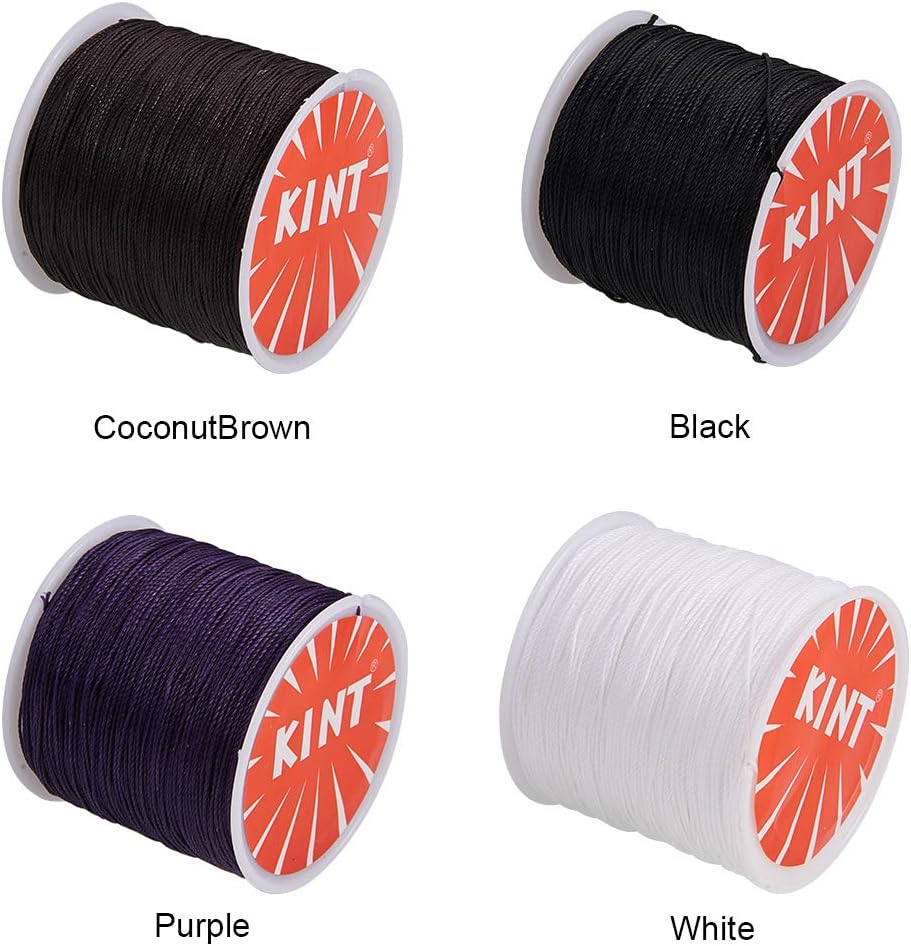 PH PandaHall 464 Yards 4 Colors 0.5mm Waxed Polyester Cord, Waxed Thread Waxed Beading String for Bracelet Necklaces Waist Beads Jewelry Making Macrame Supplies, 116 Yards/Roll