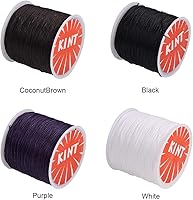 Vista 5 de PH PandaHall Cordón de poliéster encerado de 464 yardas, 4 colores, 0.020 in, hilo encerado, cuerda para pulseras, collares, cuentas de cintura