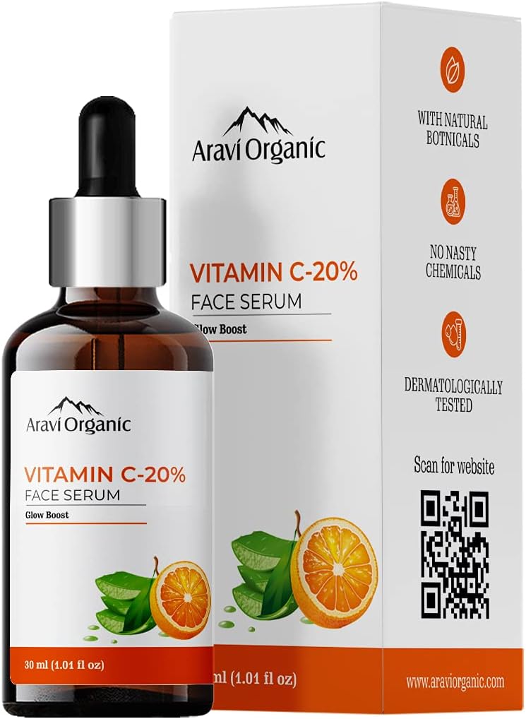 Aravi Organic Vitamin C Face Serum For - 30 ml | Women & Men | Pigmentation, Anti Ageing | All Skin Type