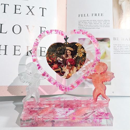 Miniatura 3 de Moldes de resina epoxi de amor, marcos de fotos de corazón, moldes de silicona con soporte, marco de fotos epoxi personalizado para manualidades,