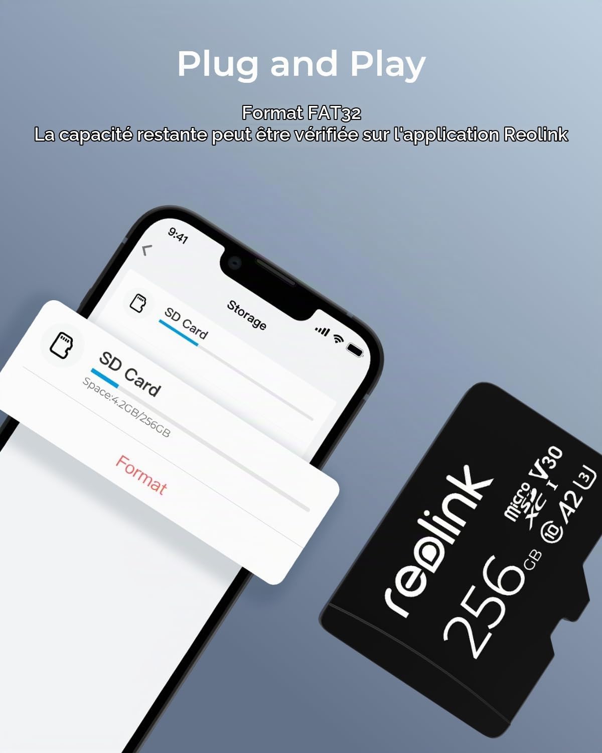Reolink 256GB Carte microSD, Carte Mémoire microSDXC à Grande Vitesse A2 U3 de Classe 10, Compatible avec Caméra de Surveillance Reolink | Compatible avec Caméra de Surveillance Reolink