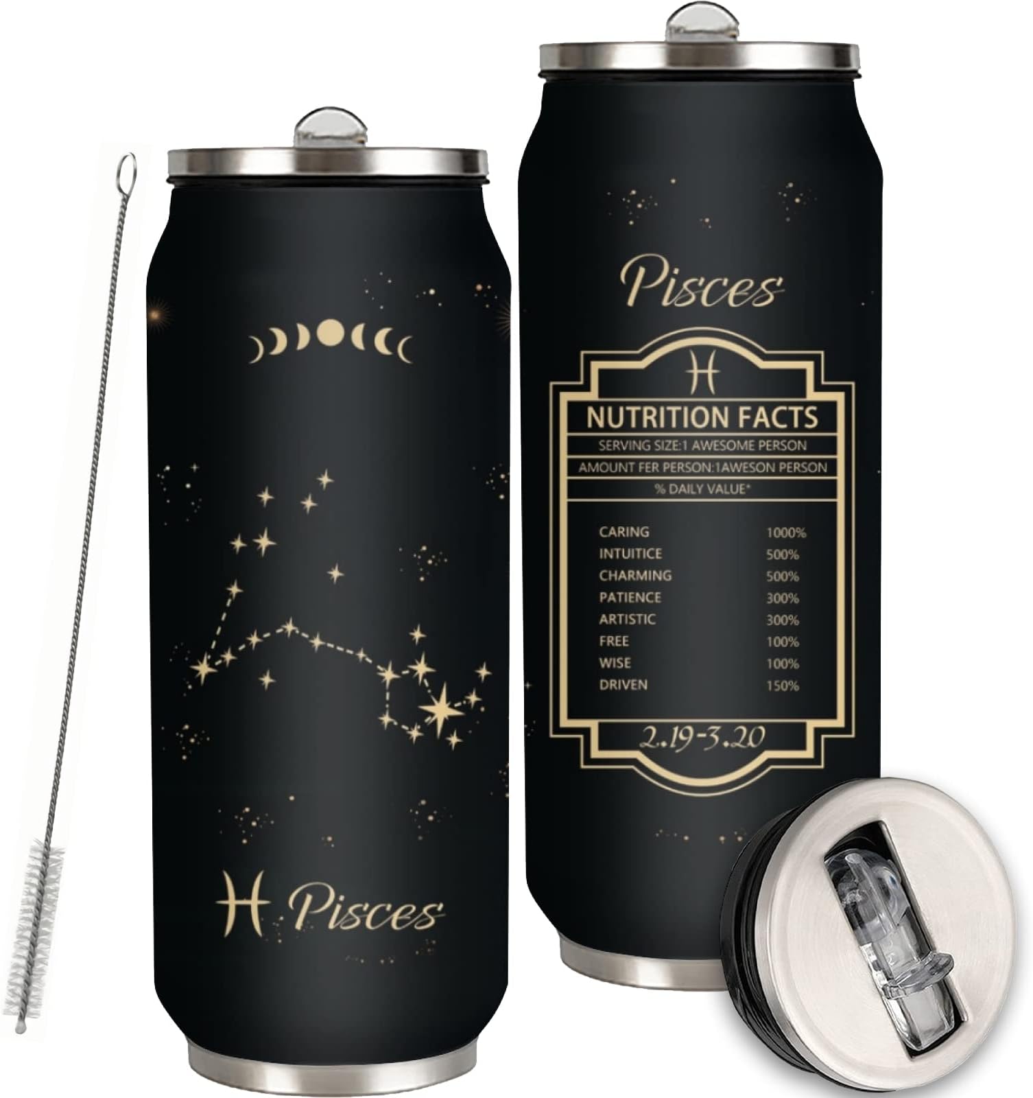 Pisces Constellation Tumbler Birthday Gifts For Men Women Zodiac Insulated Mug Gifts Coffee Sublimation Mugs Car Cup 17 OZ
