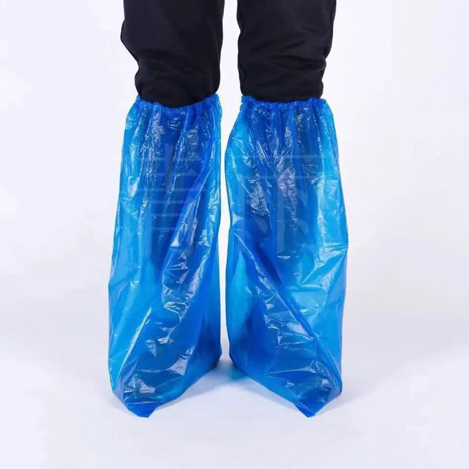 50 Paar/100 Stück Einweg-Schuhüberzieher aus Kunststoff, rutschfest, Überschuhe, Teppichschutz, Bodenschoner (blau