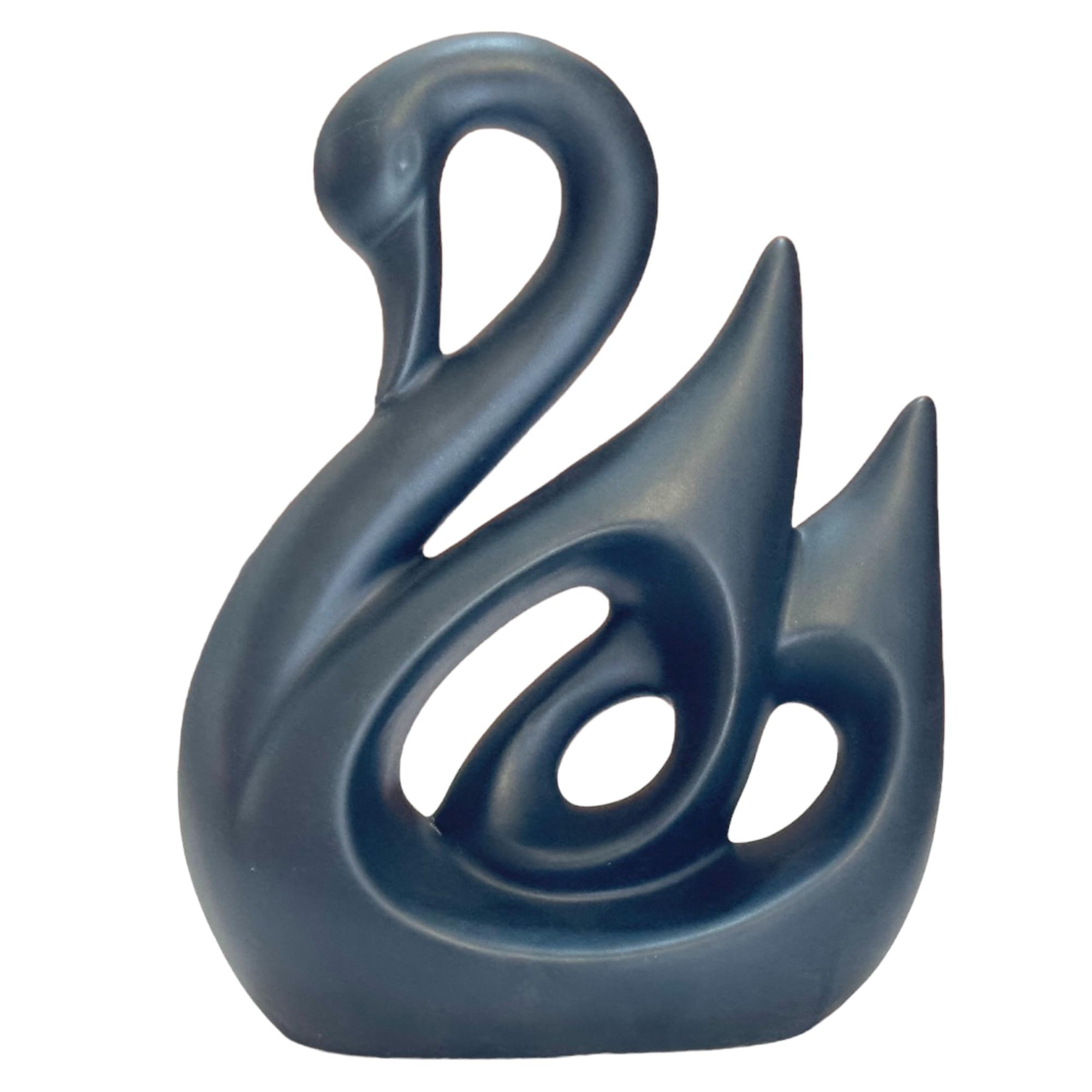 Handmade Black Ceramic Swan Sculpture, Matte Finish, Home Decor, 10 Inch (Black, 10 Inch)