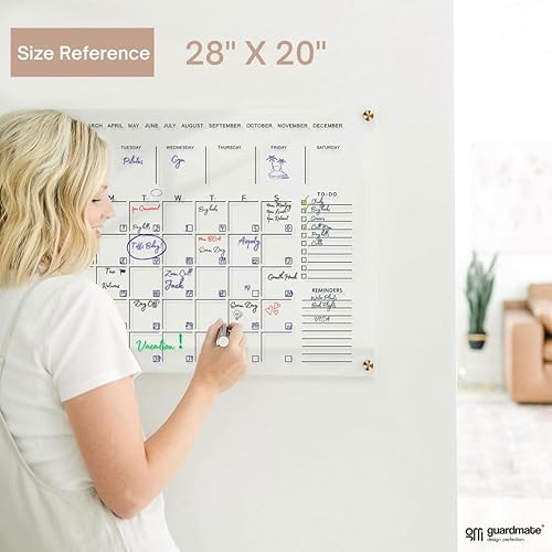 Miniatura 4 de Calendario acrílico clásico para pared  Gran tamaño 36 x 24 pies  Calandra de vidrio transparente para oficina en casa, pizarra blanca reutilizable