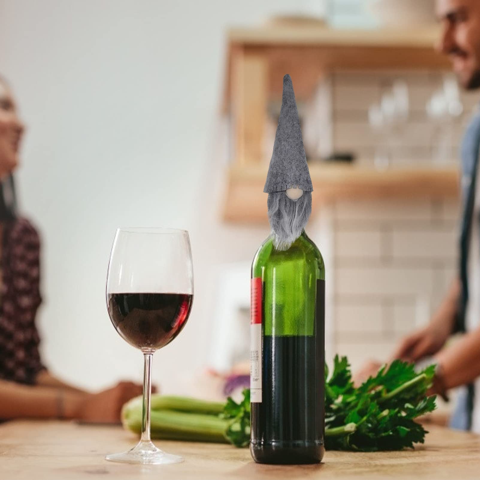 Lot de 10 housses de bouteille de vin sans visage pour bouteilles de vin de Noël - Bouchons de bouteille de vin nain - Capuchons de bouteille de boisson - Pour fête de Noël
