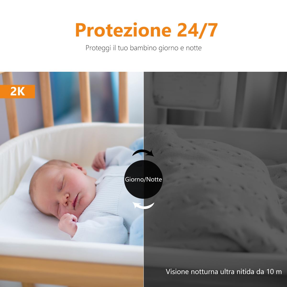 Imou Telecamera Wi-Fi Interno 2K, Telecamera Interna con Rilevazione Umana & Visione Notturna, 3MP Baby Monitor, Audio Bidirezionale, Allarme di Suoni Anormali, Compatibile con Alexa/Google, Cue 2C