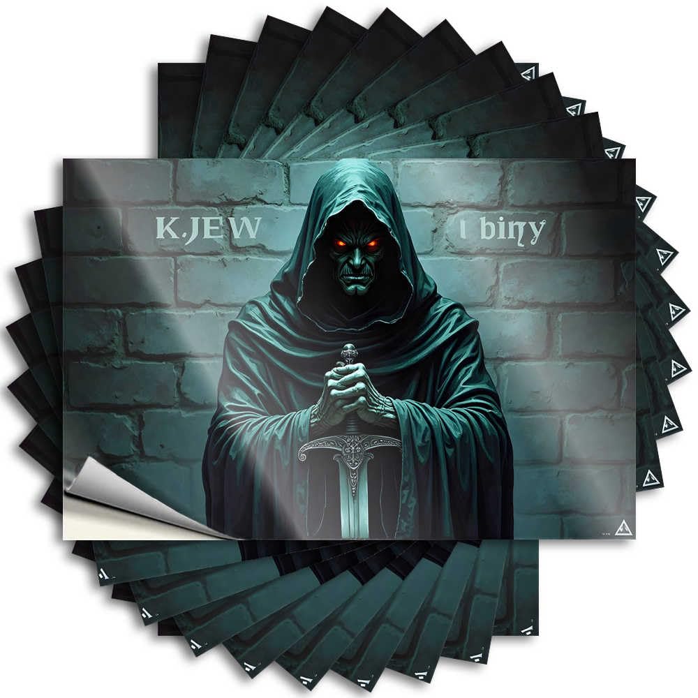 Bumper Camper Van Accessories Girls Unique Case A Dark Figure Holding A Sword Against A Brick Wall - Scratch Resistant Stickers(12X18CM)