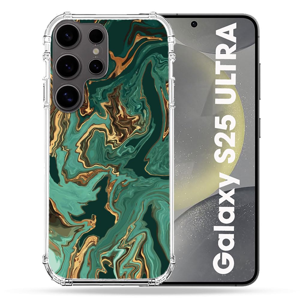 Coque Samsung Galaxy S25 Ultra Cokitec antichoc avec motif marbre vert élégant - 2