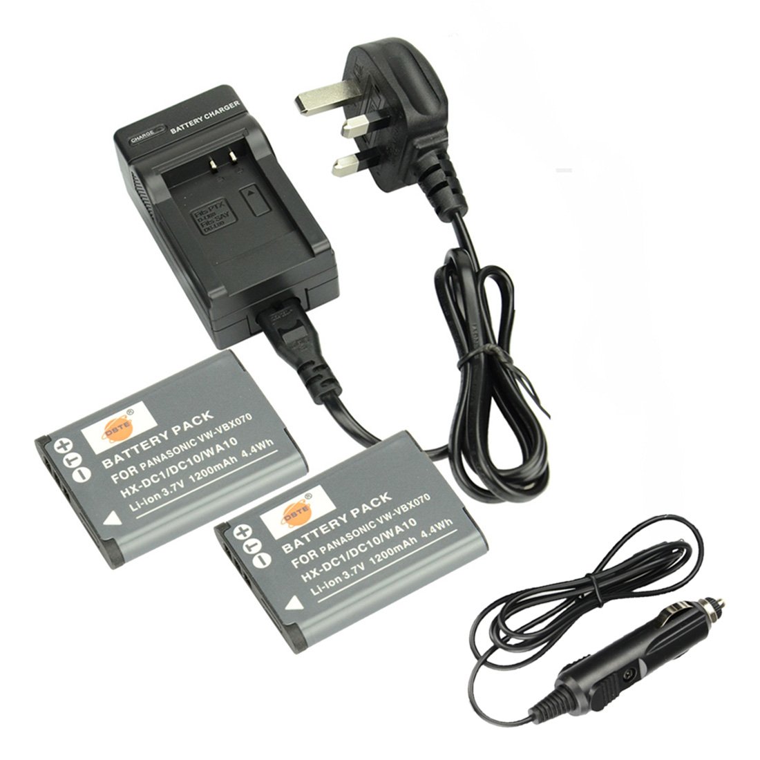 DSTEĀ® 2pcs VW-VBX070 Replacement Li-ion Battery + Charger DC89U Compatible with Panasonic HM-TA2,HM-TA20