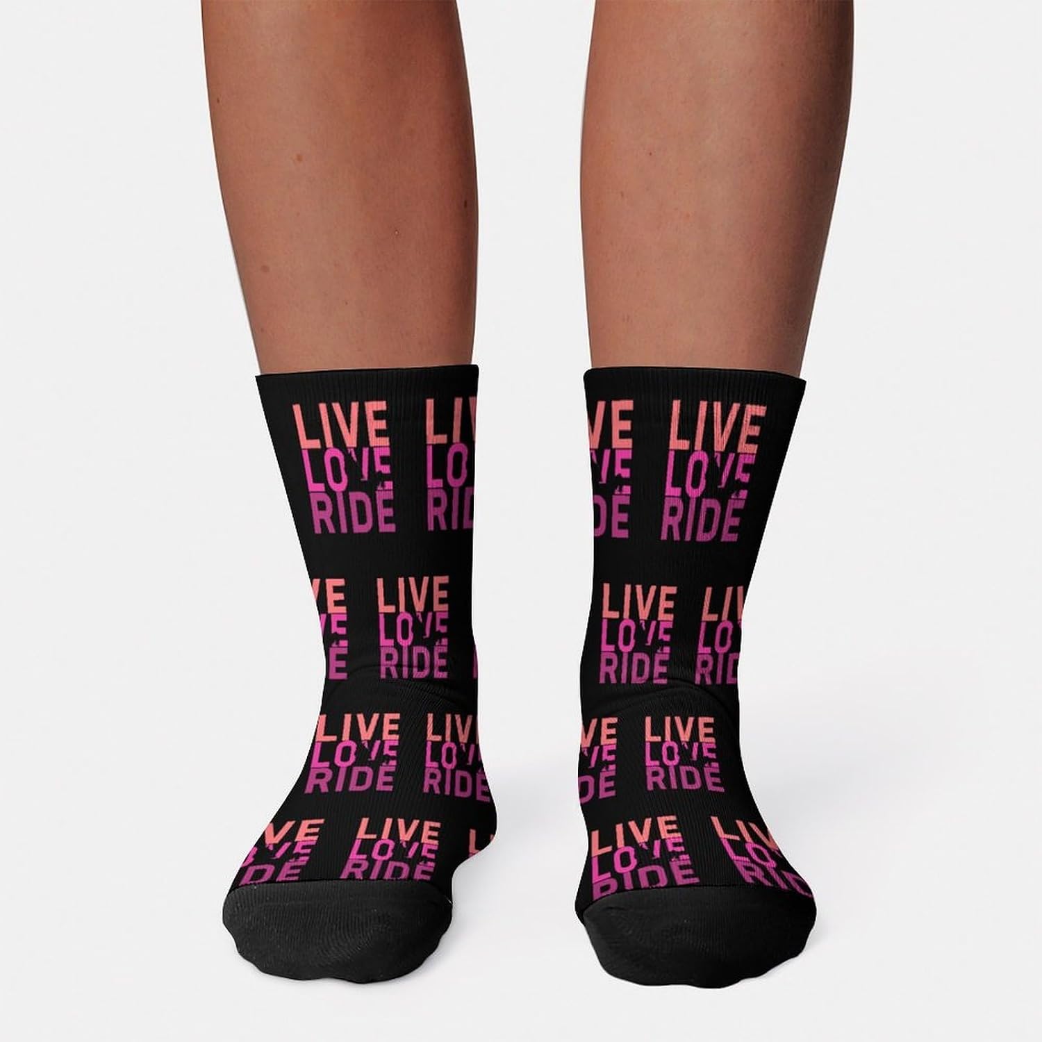 Live, Love, Ride Horse Knee High Socks Athletic Long Stockings Sport Casual Crew Tube Sock Boot