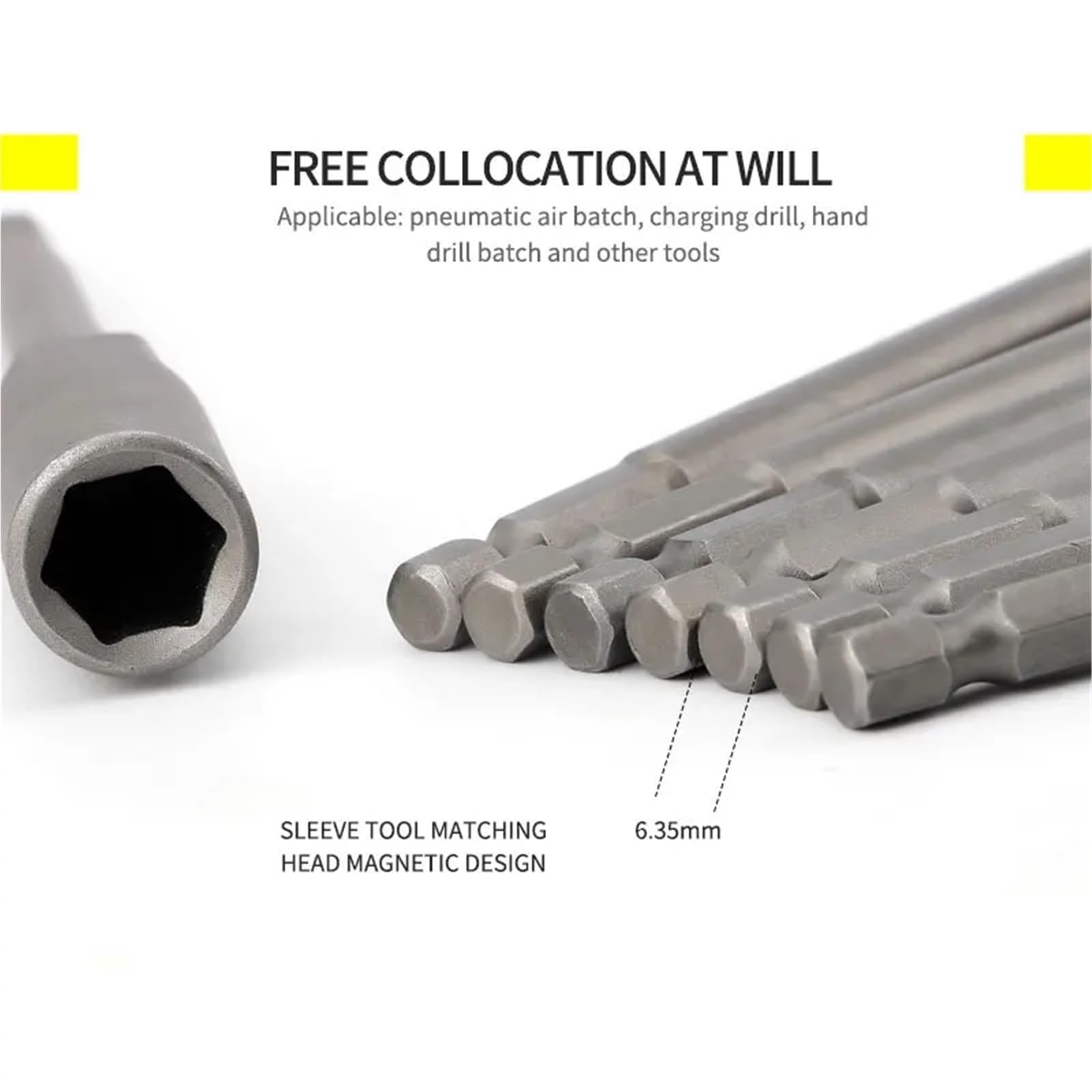 Punte Per Dadi 2 pezzi 150 mm di lunghezza extra profonda bullone dado cacciavite bit 1/4 pollice 6,35 mm chiave esagonale bussola cacciavite for elettroutensile 6-19 mm Per Cacciavite Elettrico(19mm-