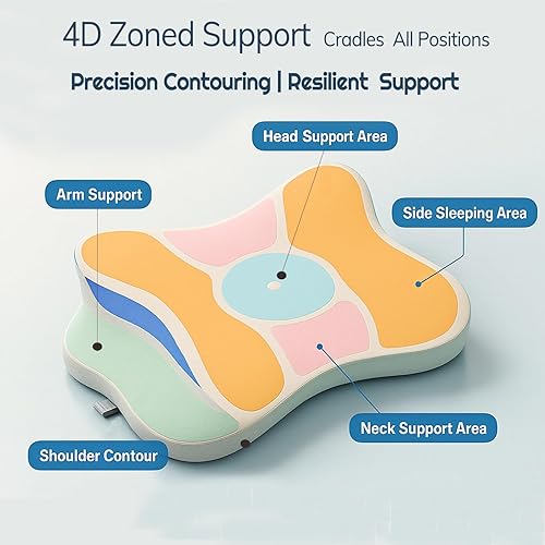 Miniatura 6 de Almohada cervical para dolor de cuello y personas que duermen de lado, almohada ergonómica patentada de espuma viscoelástica  Altura ajustable para