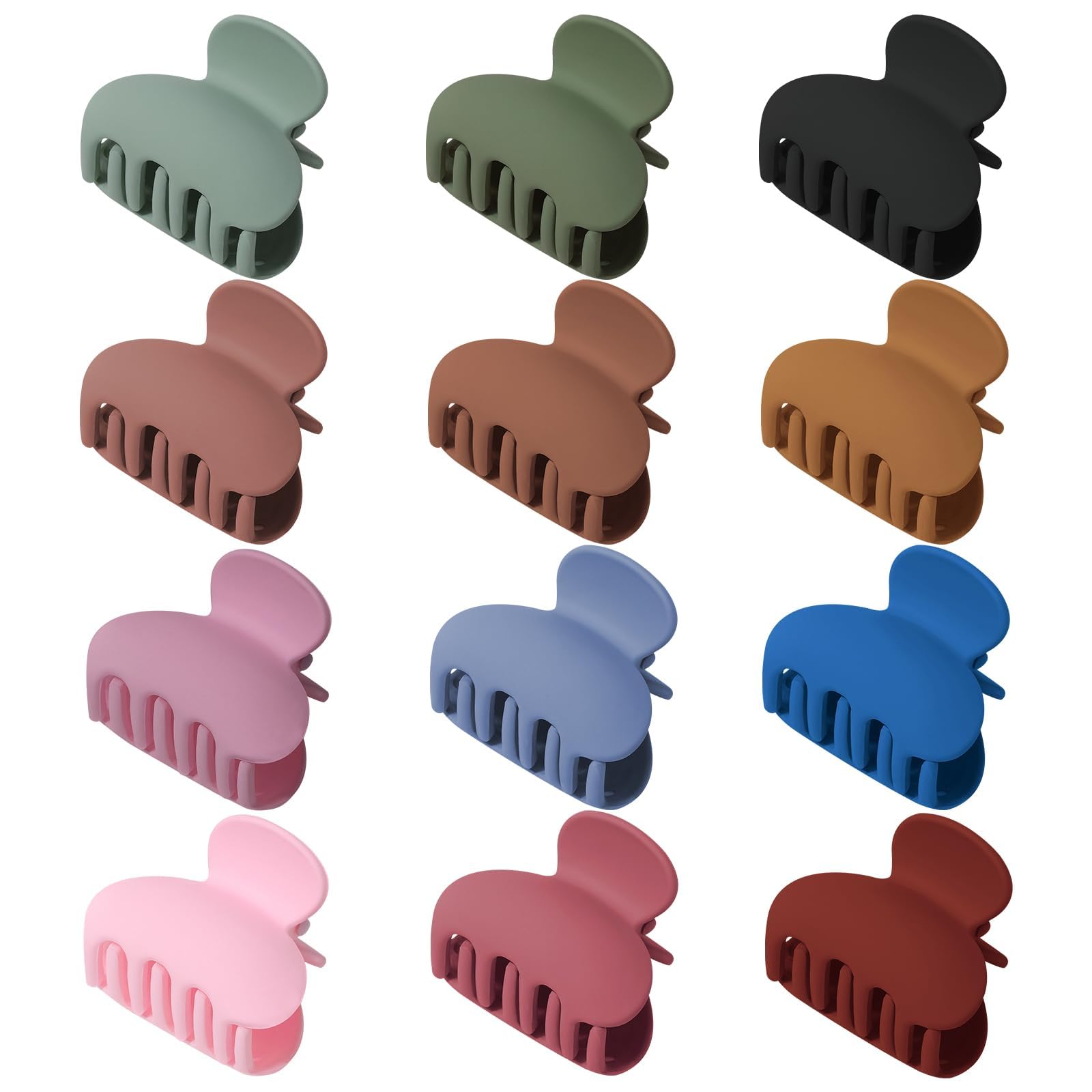 Kajeer 12 Pcs Small Hair Clips for Women Girls Kids - 1.57" Matte Mini Claw Hair Clips Non-Slip Cute Claw Clips for Fine Hair Strong Hold Hair Clamps
