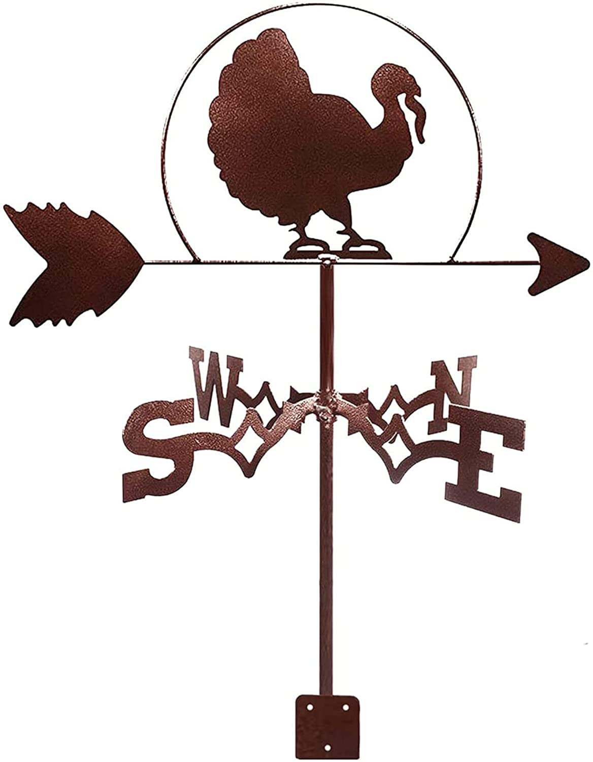 TAXXII Stainless Steel Weathercock Wind Indicator with Turkey Chicken Sculptures Metal Weathervane Garden Weather Vane Measuring Tool for Decor Roof
