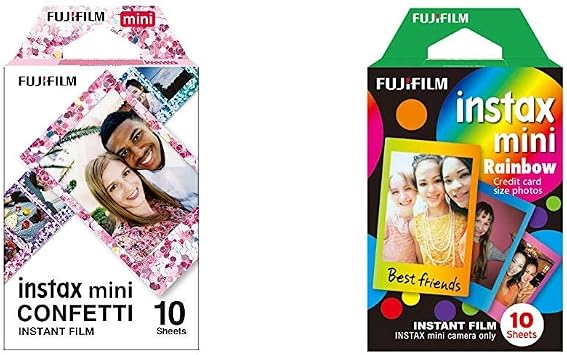 instax Rainbow Mini Film, 10 Shot Pack & Mini Film Confetti, 10 Shot Pack