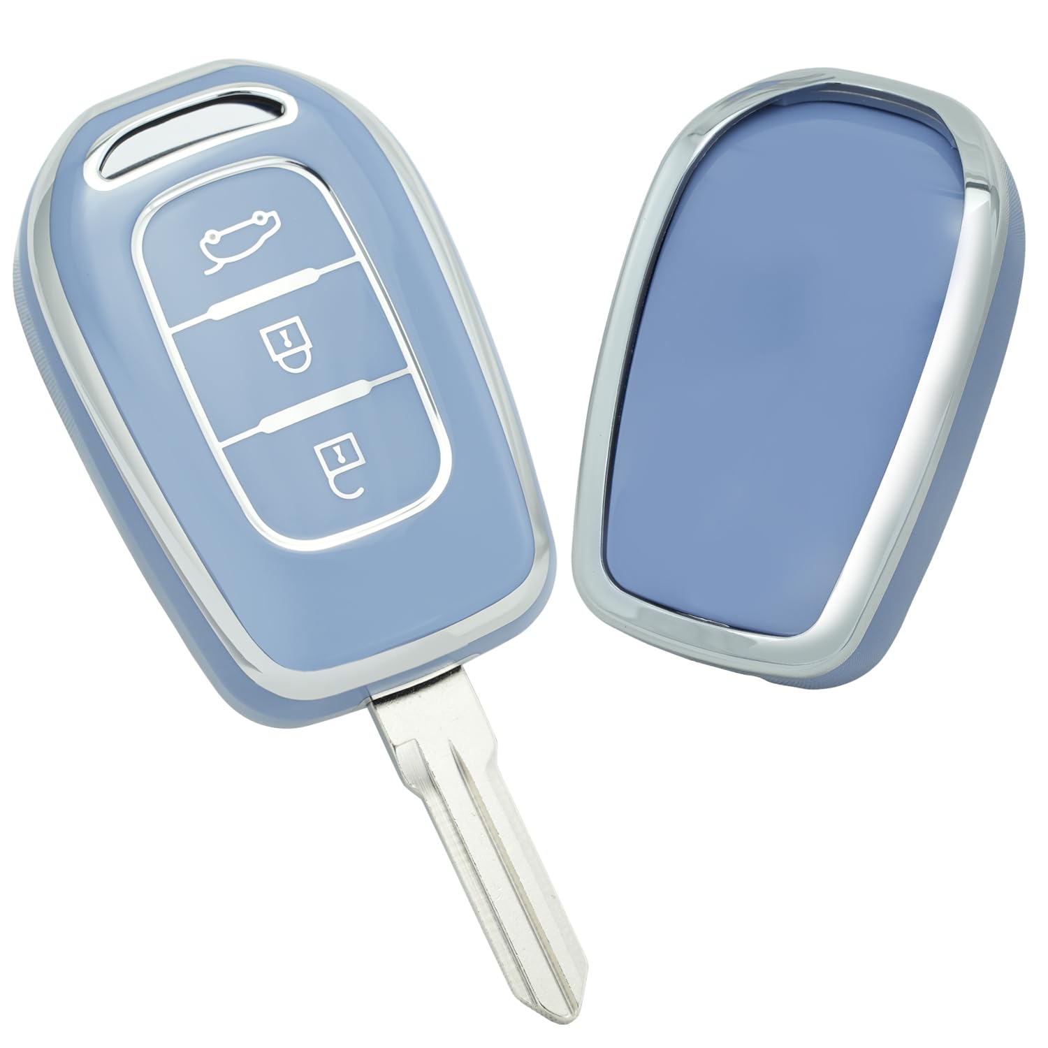 thumbnail: TOOMUME Sleutelhoes TPU Voor Renault, Smart En Meer - Beschermhoes Met Gouden/zilveren Rand