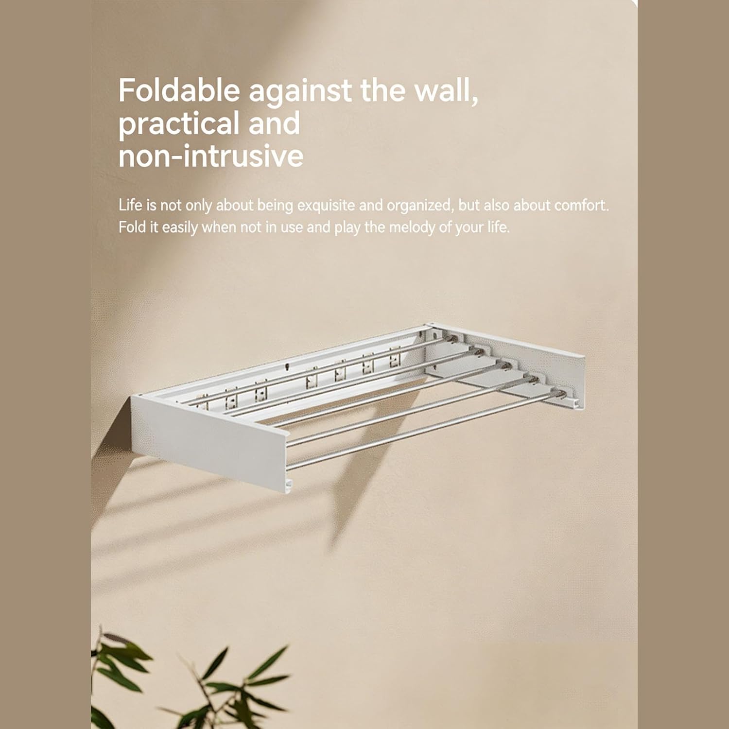 Foldable Wall Mounted Clothes Drying Rack, Carbon Steel Space Saving Design Holds 60 Pounds Collapsible Drying Rack for Balcony Bathroom Laundry Room