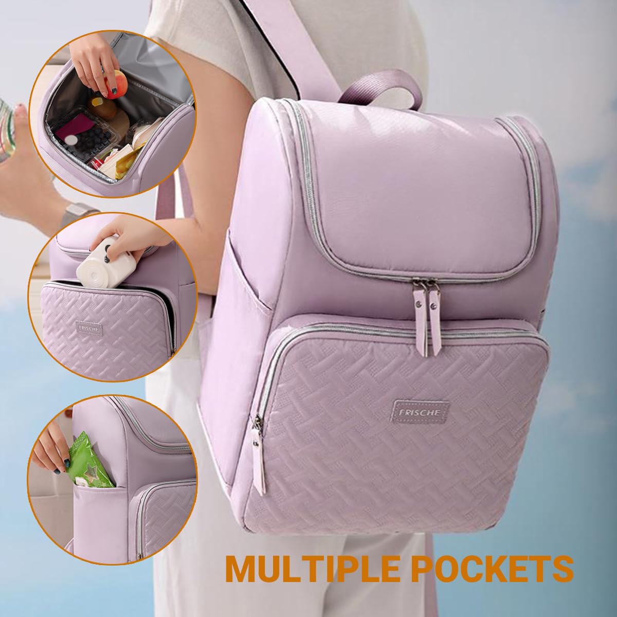 18L Sac à Dos Isotherme à Glacière Sac de Pique-Nique Sac Isotherme Portable Cooler Backpack Bag