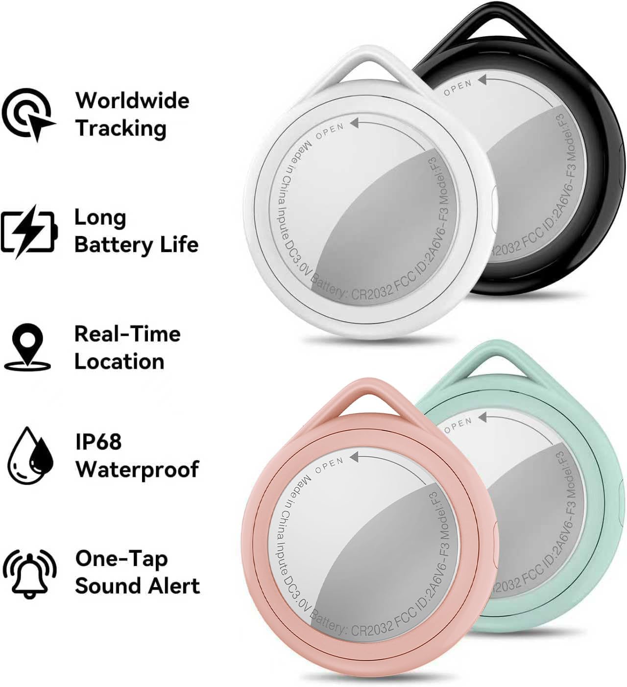 Air Tracker Tags 4 Pack, Bluetooth Tracker & Item Locator Work with Apple Find My (iOS Only), Replaceable Battery, Waterproof Smart Tag for Keys, Wallet, Suitcases - Image 3