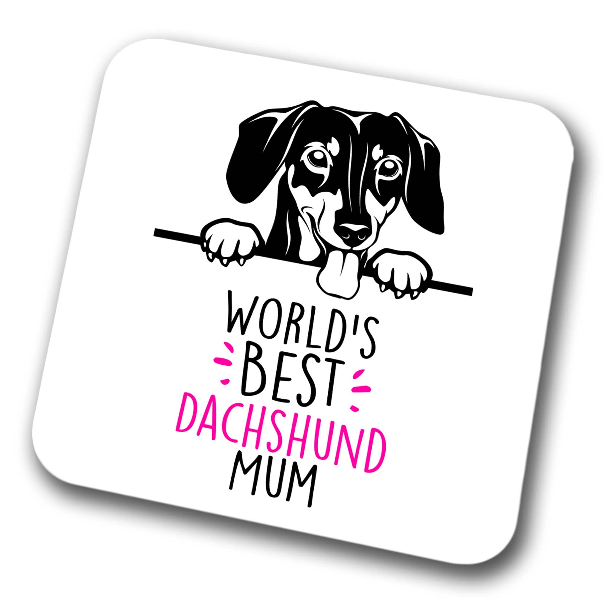 Faithful Prints Boys Dachshund World's Best Mum Coaster Dog Mum Dachshund Mum Friend Funny Gift For Birthday Christmas, Dachshund Coaster