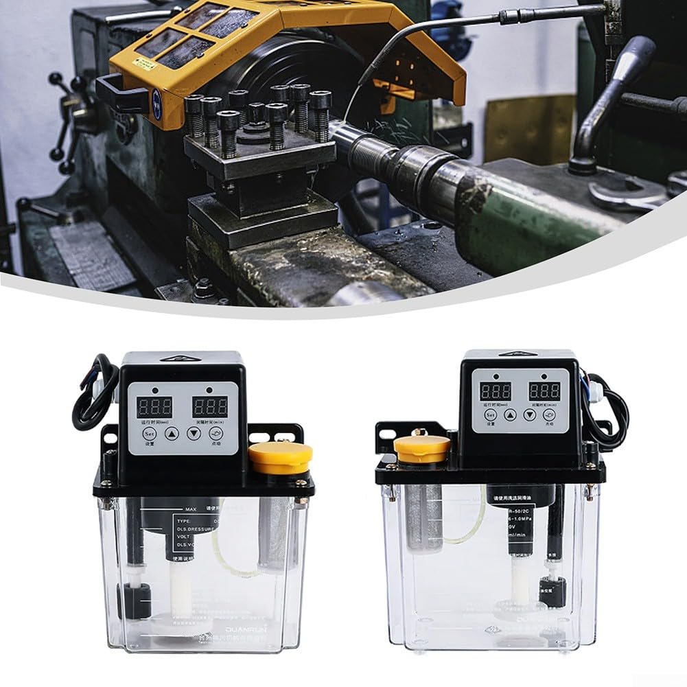 HpLive Automatische Ölpumpe mit Metallzahnrad für CNC Maschinen 1L/2L Behälter Schmierpumpe mit Digitalanzeige 110V(1L)