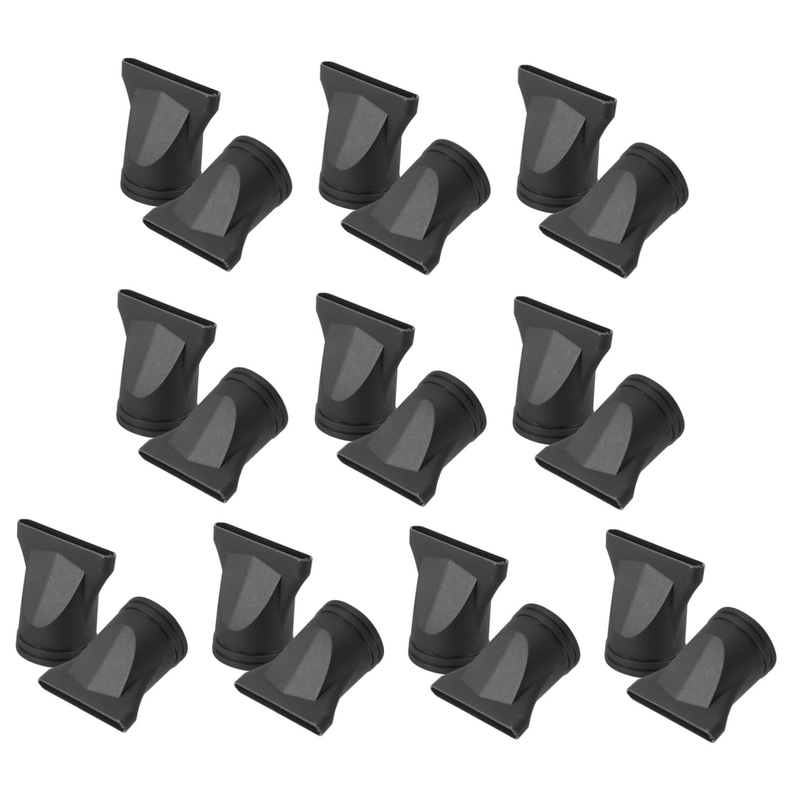 Ugello per Asciugacapelli Concentratore Piatto Nero 20 Pezzi | Plastica, Forma Duckbill Piatta, Uso Professionale e Domestico, Accessorio Portatile per Styling Salon