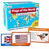 Flags of The World Flashcards | Covers 50 Countries with Country Flag, Map, Economy, Language, Currency & More | Helps Kids Learn Geography in a Fun Way | Premium Quality | by Learning Dino
