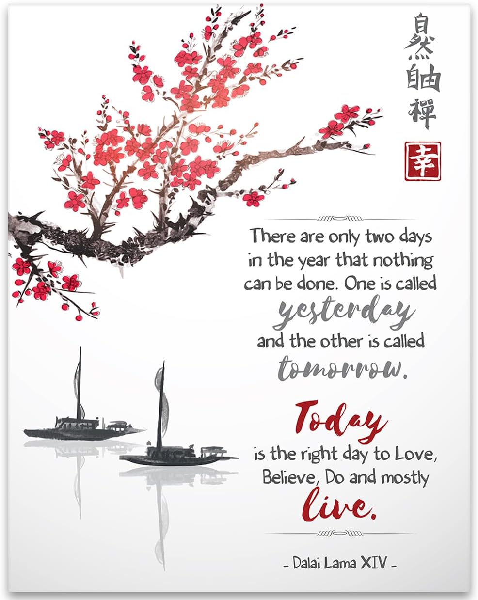 There Are Only Two Days Dalai Lama 11x14 Unframed Print Quote Wall Art Inspirational Zen Typography Eastern Philosophy Artwork Minimalist Decor Mindfulness Poster Home Office Meditation Space Art