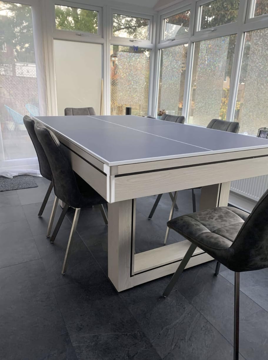 Tavolo da biliardo multifunzionale con piano da pranzo e ping pong, 1,8 m/2,1 m, tutti gli accessori inclusi, perfetto per giochi in famiglia e tempo libero