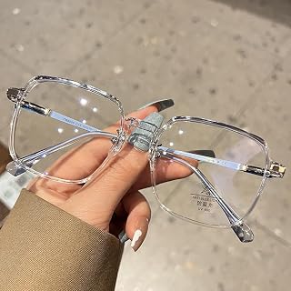 Reading Glasses, Ultra Light Fashion Ladies Anti-Blu-ray/UV Computer Glare Reader, Oversized Anti-Eye Fatigue Glasses (Color : Through Blue, Size : +250)