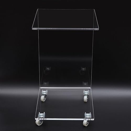 Miniatura 6 de Mesa auxiliar de sofá transparente en forma de C de acrílico Mesa auxiliar Mesa de café transparente con ruedas