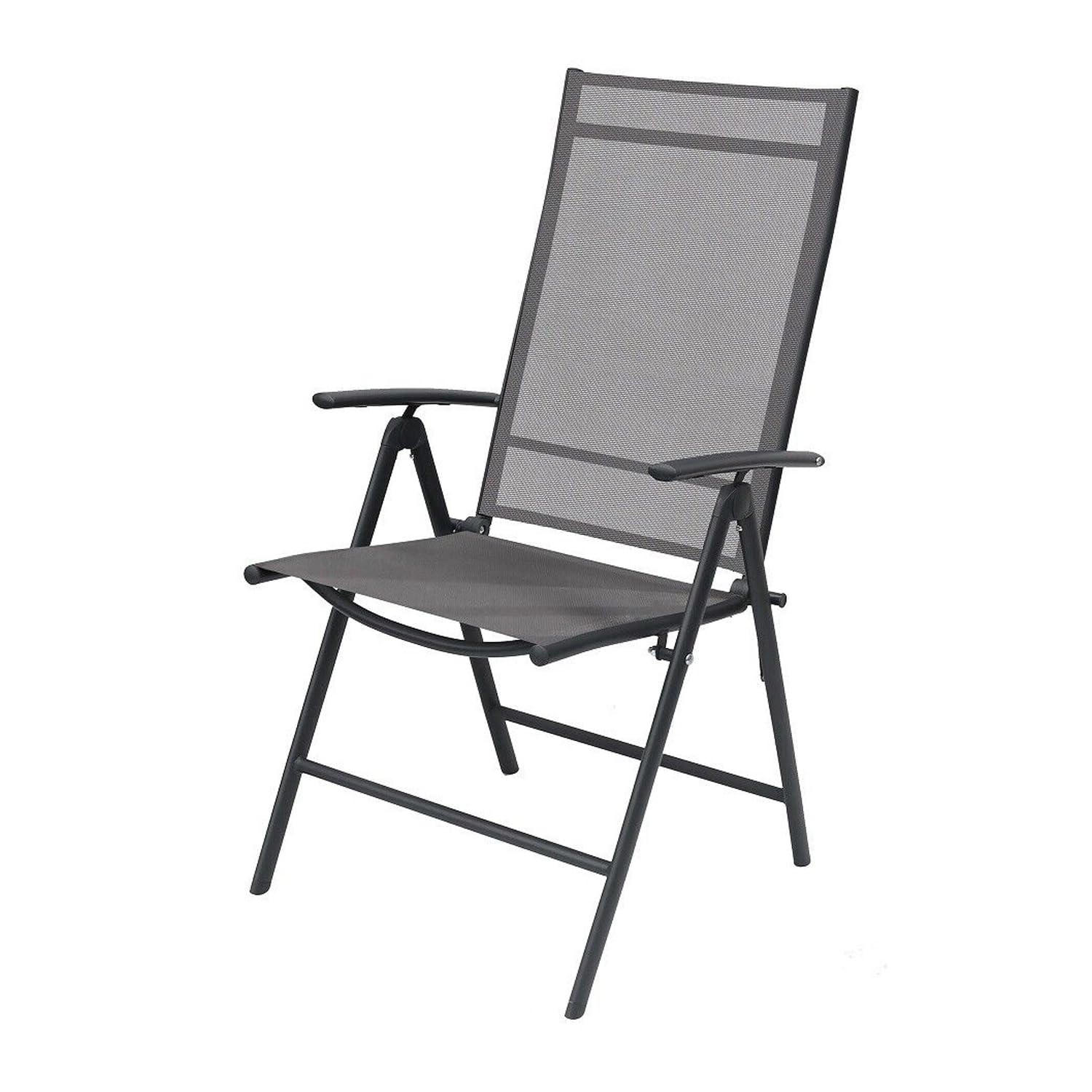 Mojawo Gartenstuhl - Hochlehner 7-Fach verstellbar - zusammenklappbar - Klappstuhl - witterungsbeständiges Metall pulverbeschichtet - wetterfeste Gartenmöbel - Anthrazit/Anthrazit
