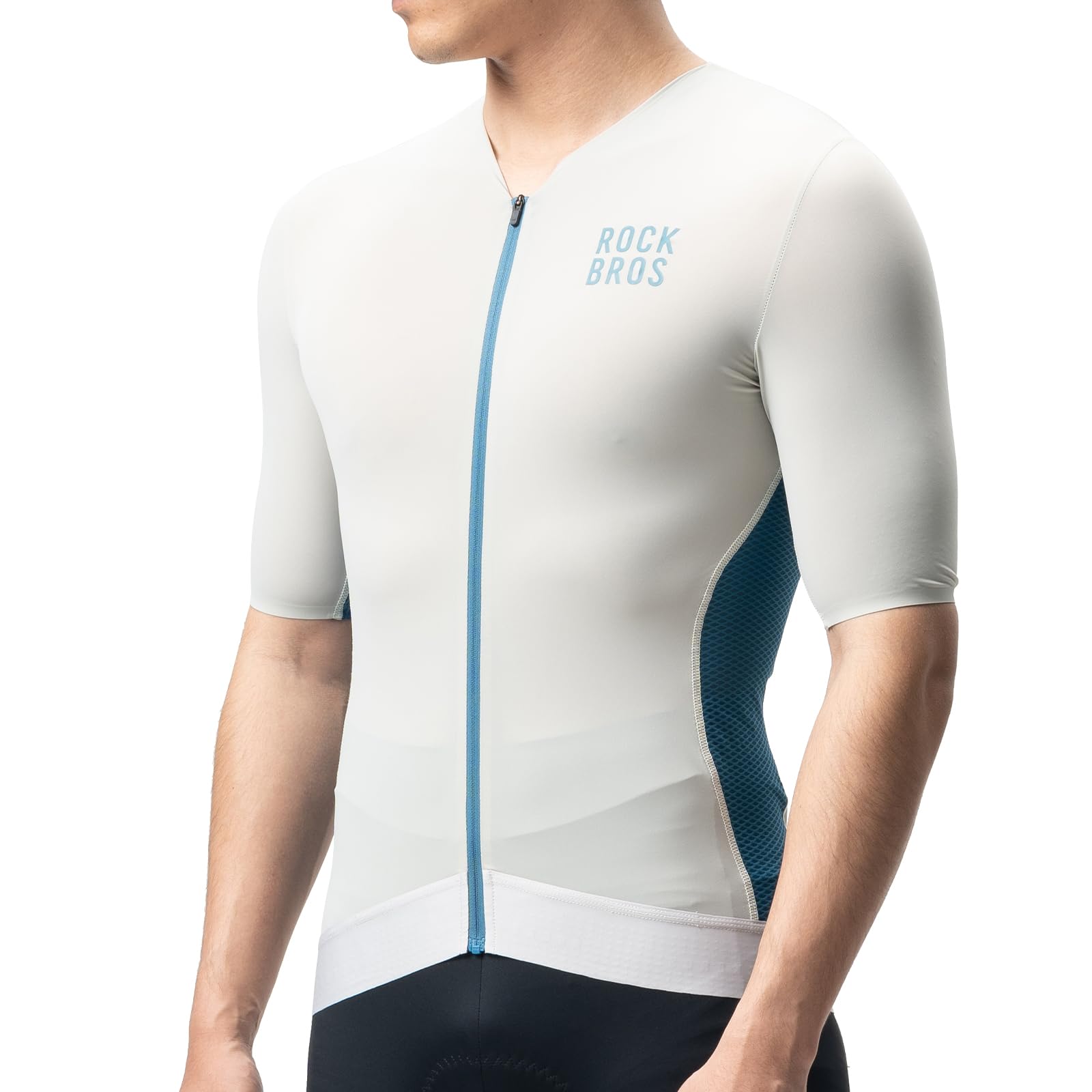 ROCKBROS Radtrikot Kurzarm Herren, Ultraleicht Atmungsaktiv und Schnell Trocknend Rennrad Trikot Fahrradtrikot mit Taschen für Radfahren MTB