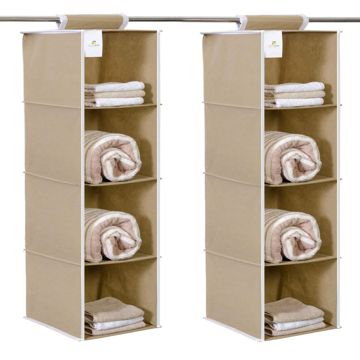Homestrap Non Woven Hanging 4 Shelves Wardrobe/Closet Cloth Organizer (Beige)|(Pack of 2) (B08X2L2QDY) Amazon Price History, Amazon Price Tracker