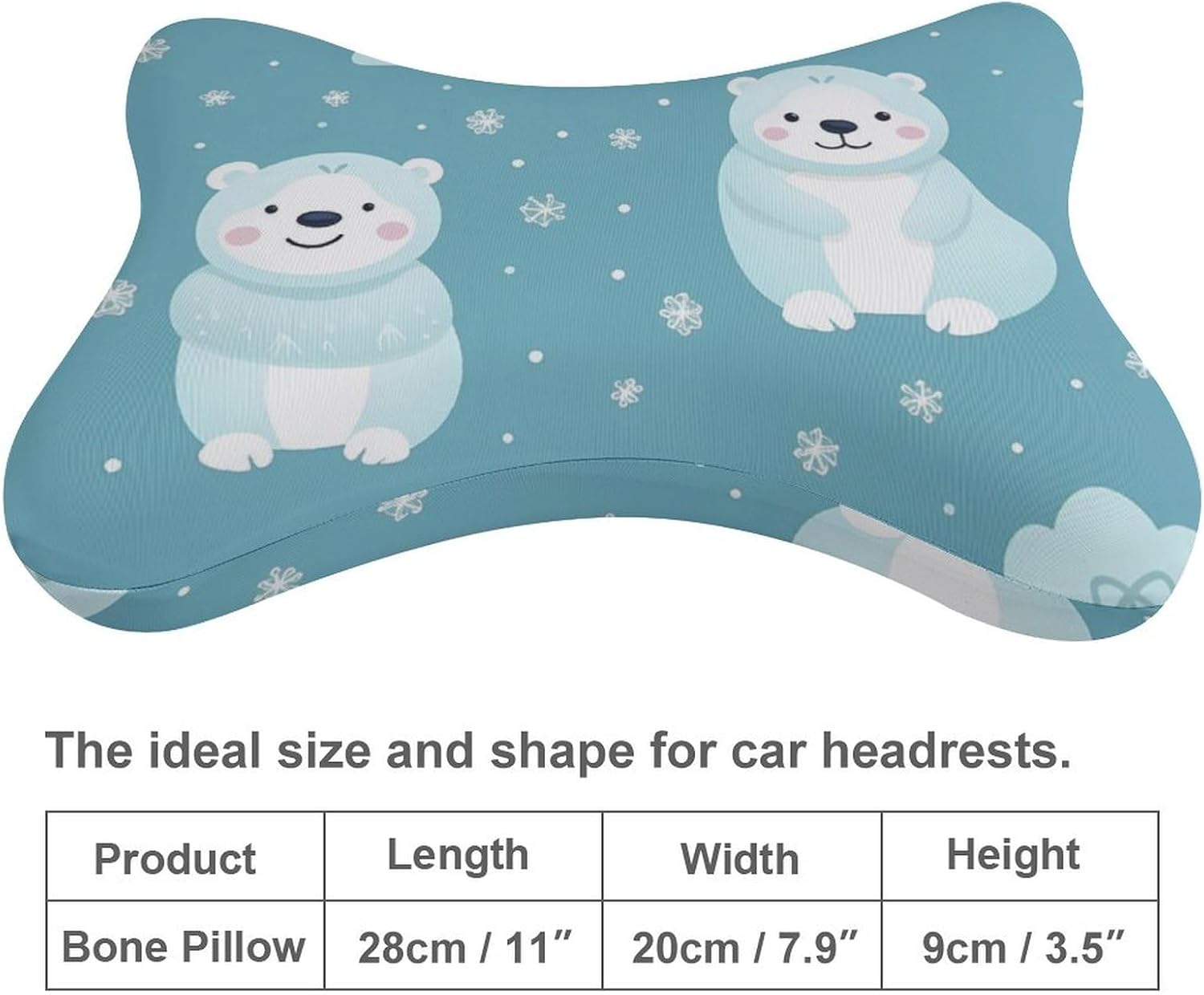 Cute Animals Bear 2 Pack Car Neck Pillow Car Headrest Soft Car Pillow for Most Cars