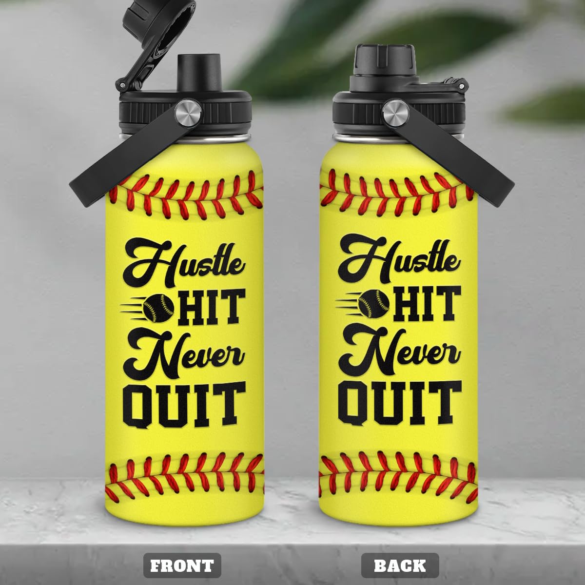 Isolierte Softball-Wasserflasche 907 Ml – Lasergraviert, Edelstahl Mit Strohhalm | Perfektes Geschenk Für Trainer