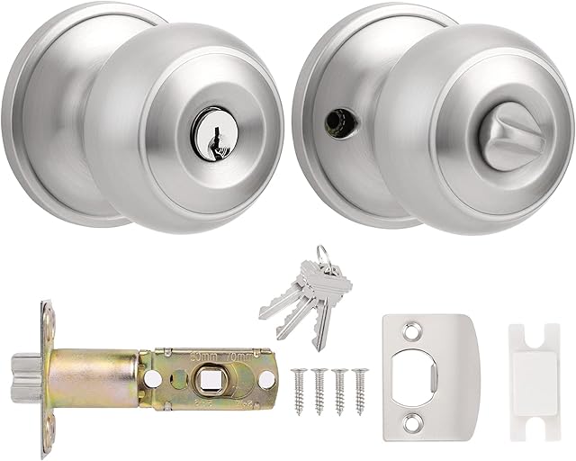Probrico Stainless Steel Door Lock Set Exterior Door Knobs Entrance Key Locker