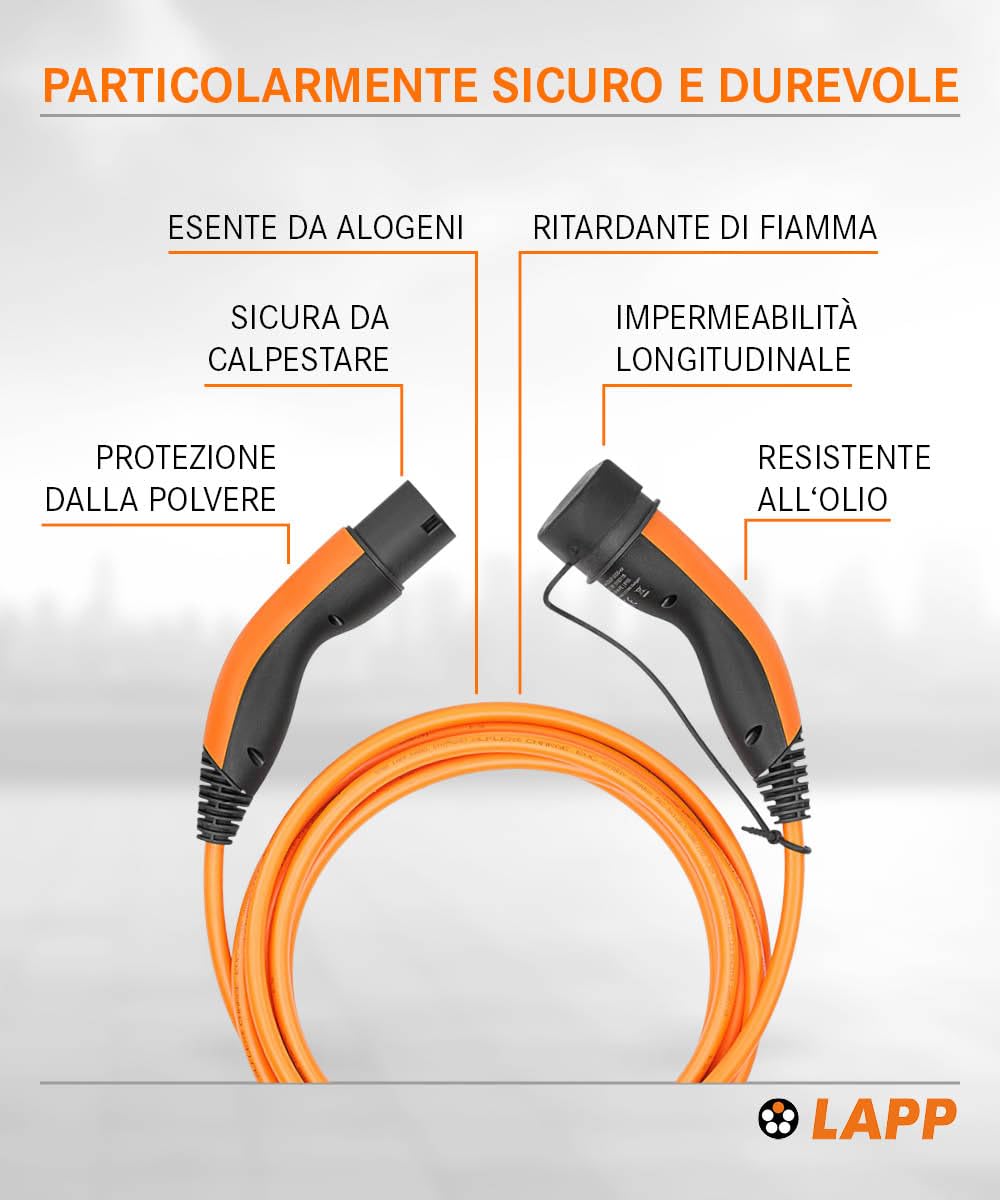 LAPP MOBILITY Ladekabel Typ 2, bis zu 11 kW, 7 m, Orange (61790)