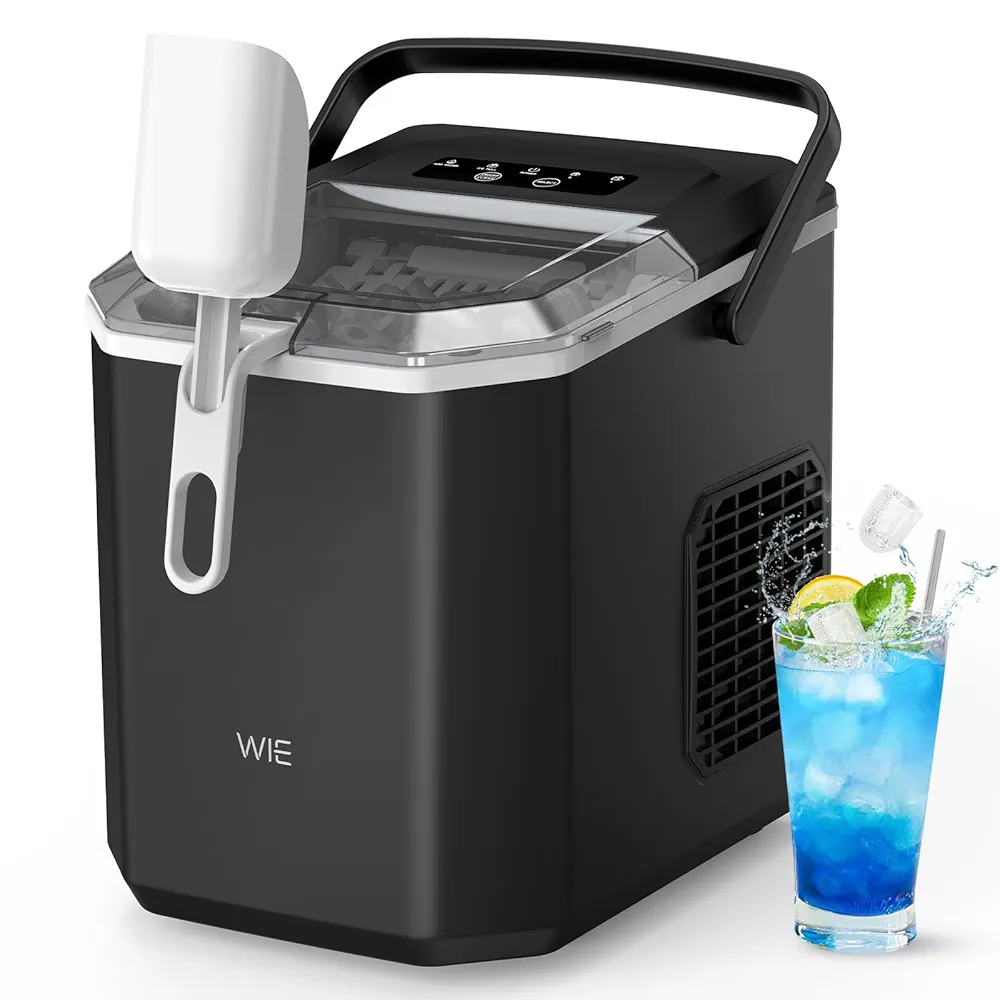 WIE 小型 自動 製氷機 最短6分 1.3L水タンク 氷保管量600g 白 Amazon.co.jp: WIE 製氷機【ハンドル付き氷バスケット 高速製氷