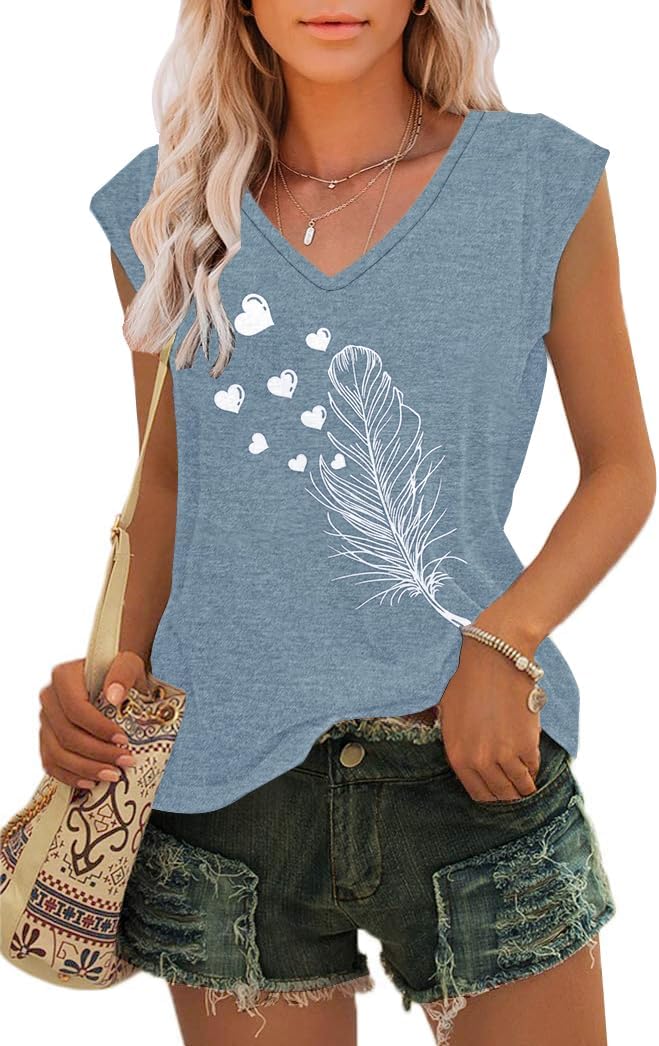 Womens Summer Tops Trendy V Neck Tank Tops Tie Dye Sleeveless Cute Printed Loose Fit